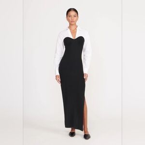 STAUD Hazel Dress in Black/White, size S